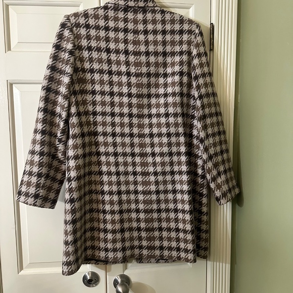 Alfred Dunner Houndstooth Wool Coat | Women's Size 16 | Brown, Tan, & Cream - Picture 2 of 2